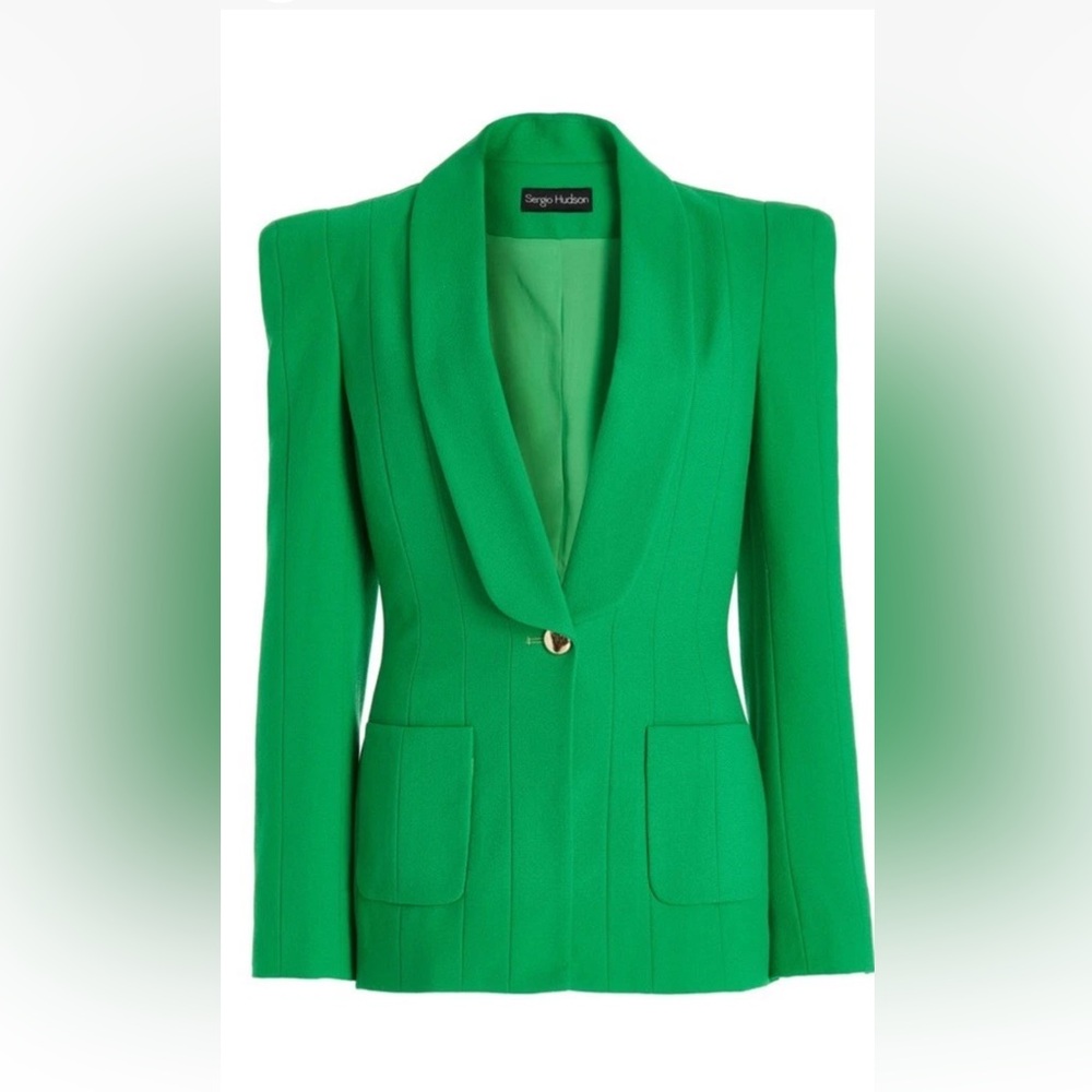 Bold Sergio Hudson Green Single Bttn Sculpted Blazer NWT $1695 Seen On TV sz10